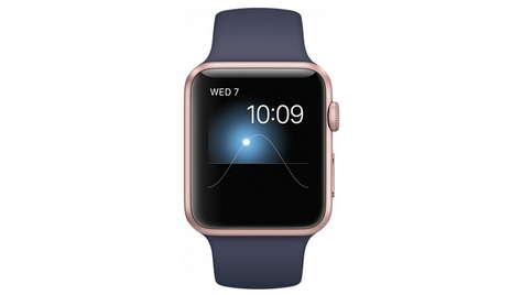 Умные часы Apple Watch Series 2, 42 мм корпус из алюминия цвета «розовое золото», спортивный ремешок тёмно-синего цвета